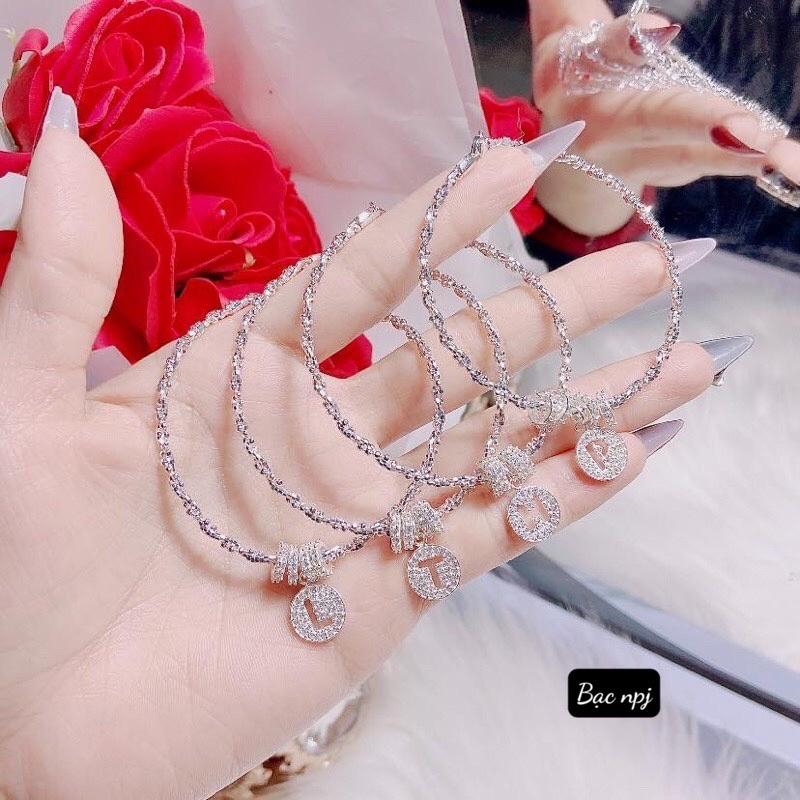 Lắc tết xoắn mix charm chữ , Vòng tay nữ Bạc Ta ️ SIÊU HOT ️ - Bạc Npj