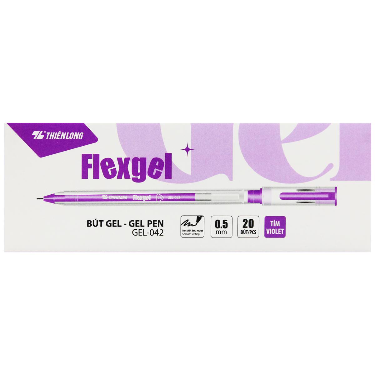Hộp 20 Bút Gel Flexgel 0.5 mm - Thiên Long GEL-042 - Mực Tím