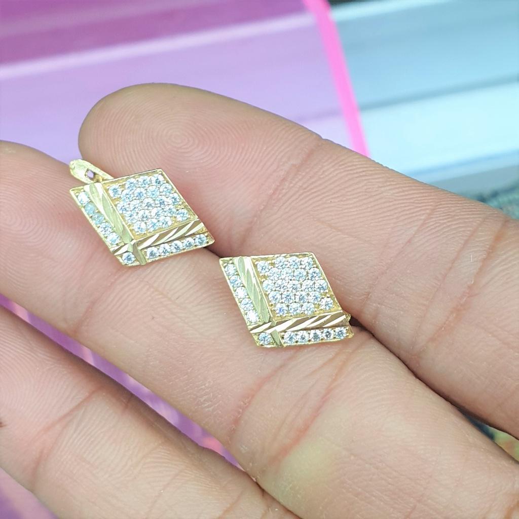 (Có ký hiệu-Không xi mạ- Không phai) Bông Tai Kiểu Thoi Xoàn Vonfram Cao Cấp-Dùng lâu dài tắm rửa thoải mái không phai