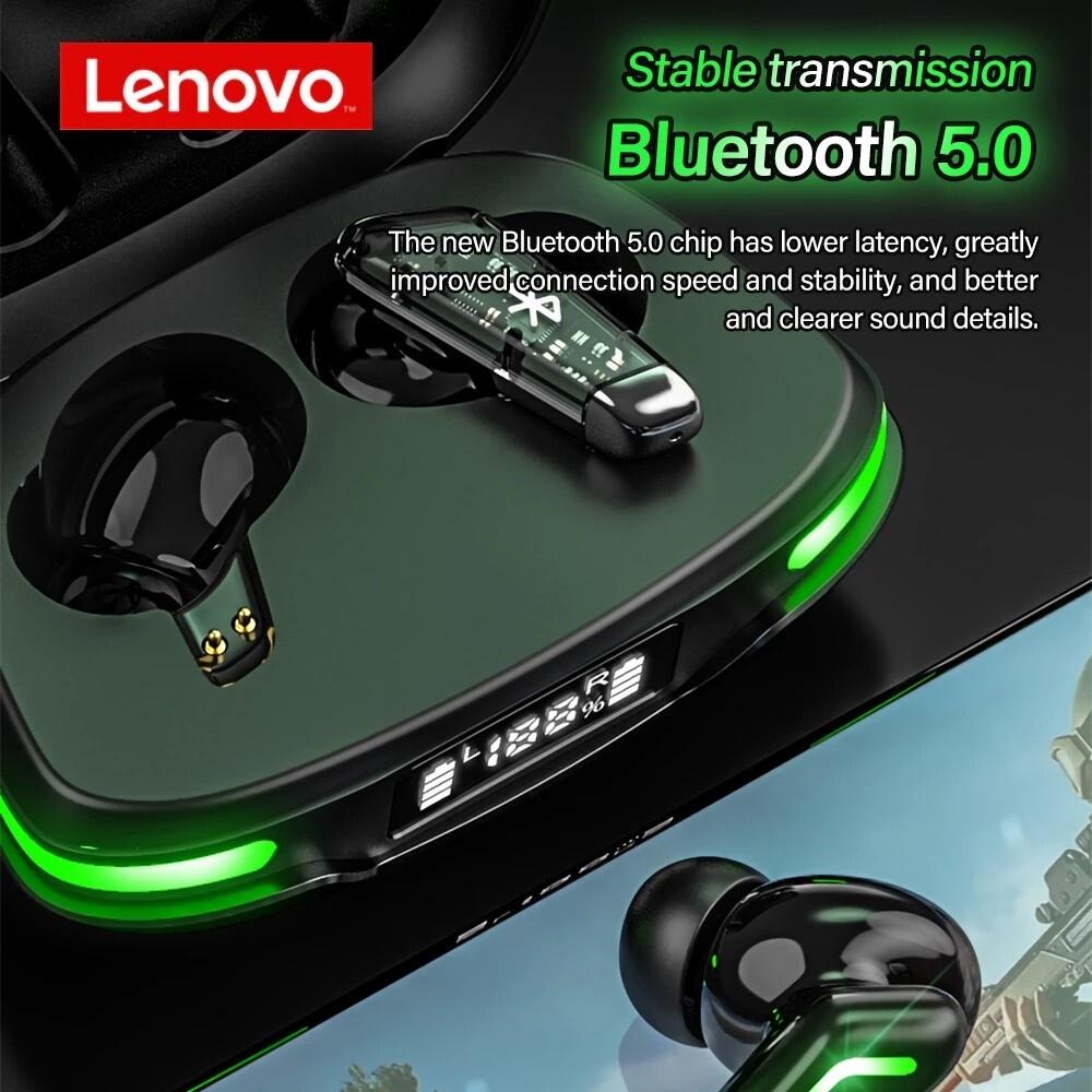 Tai nghe không dây LENOVO GM3 Bluetooth 5.0 TWS âm thanh giảm ồn HD độ trễ thấp pin trâu có micro cho chơi game thể thao-Hàng chính hãng