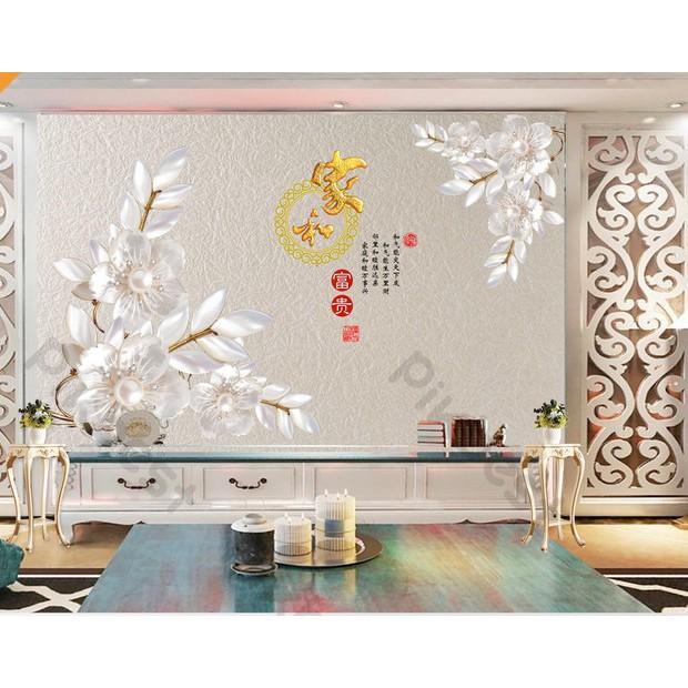 Tranh dán tường Hoa trang sức hiện đại, tranh dán tường 3d hiện đại MS662742