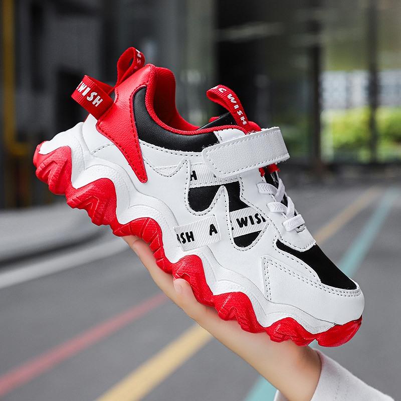 Trẻ em đi bộ sneakers đi bộ giày chạy bộ giày cho bé trai MỚI thời trang mùa xuân da trẻ em thoải mái giày thể thao thoải mái ngoài trời Color: White Shoe Size: 33