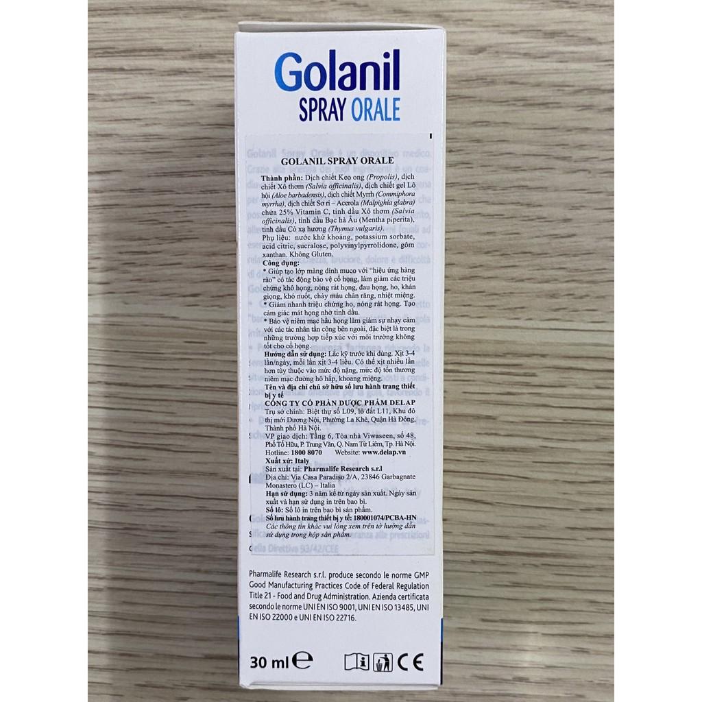 Xịt Họng Cho Bé Từ 2 Tuổi Golanil Spray Orale.Giúp Giảm Ho,Đau Rát Họng Cấp Mãn Tính