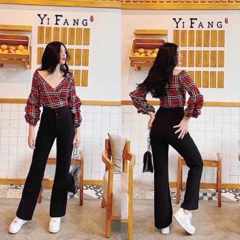 Quần loe cạp siêu cao chất vitex cao cấp-SAM clothing
