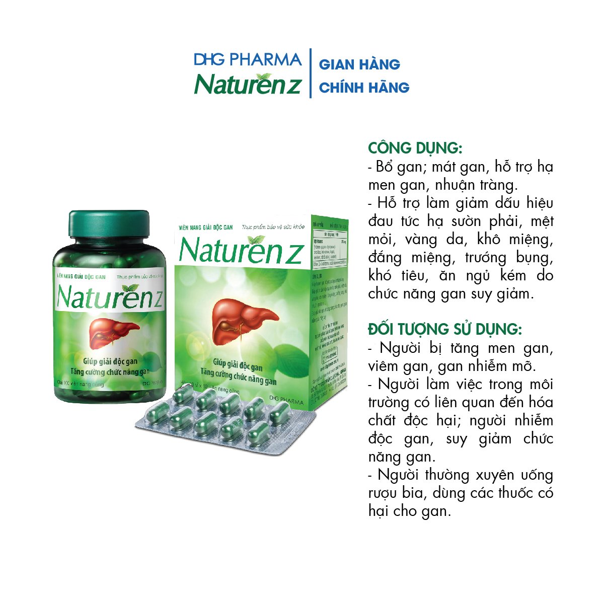 TPCN Naturenz hỗ trợ hạ men gan Hộp 1 chai x 100 viên - Chính hãng DHG Pharma