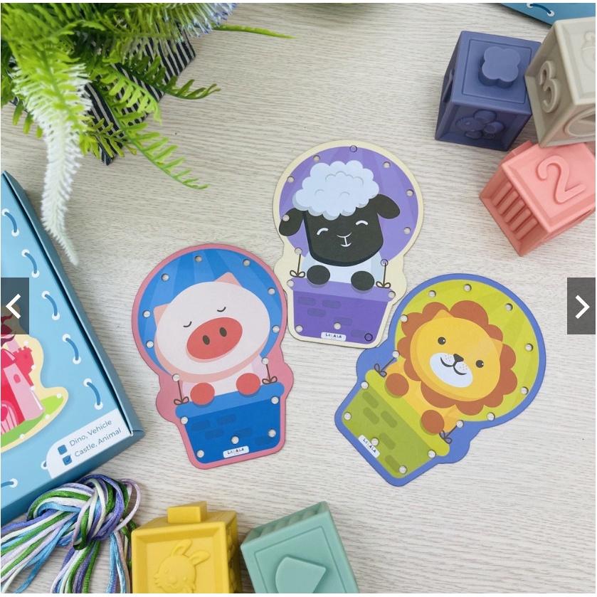 Lacing cards- Đồ chơi Giáo Dục Sớm- Vận động tinh- Tăng ngôn ngữ