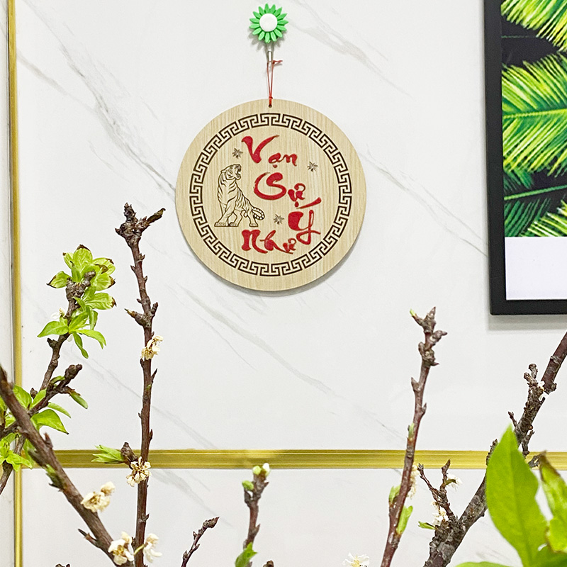 Chữ Vạn Sự Như Ý Thư Pháp - Bảng Gỗ Decor - Trang Trí Nhà Cửa - Tết