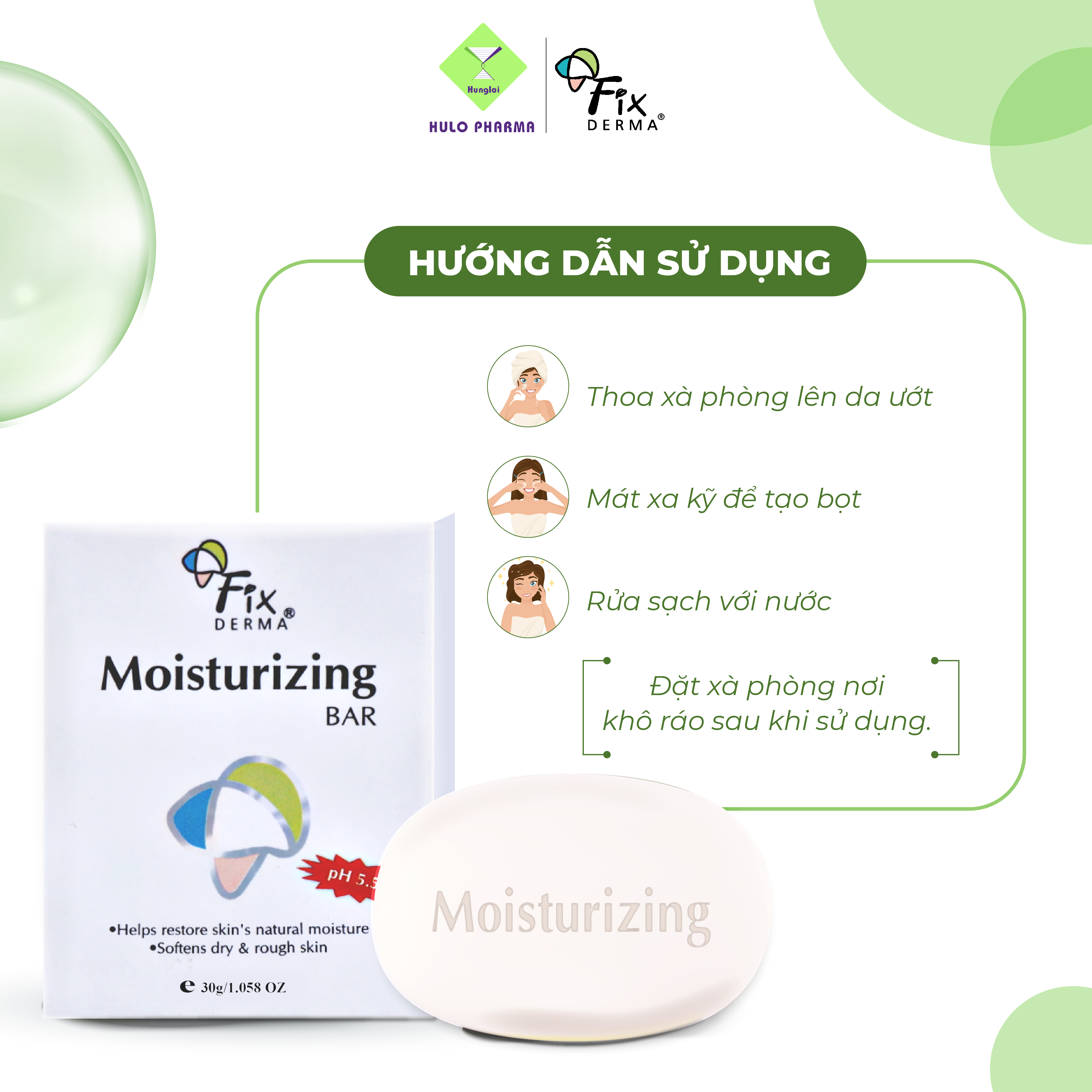 Xà Phòng Tắm Giúp Dưỡng Ẩm FIXDERMA Moisturizing Bar Giúp Dưỡng Trắng Da, Cấp Ẩm, Mềm Mịn Da 30g - Hùng Lợi