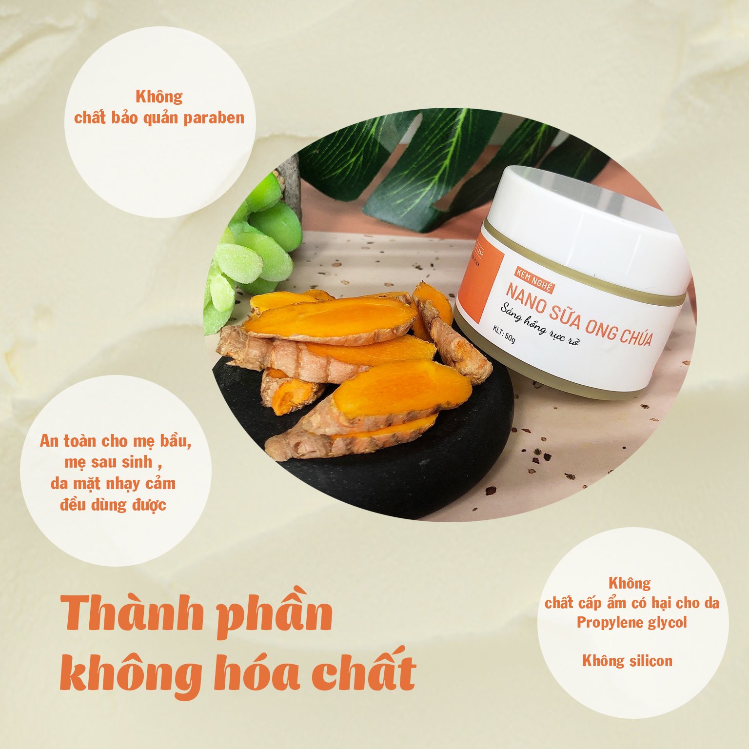 Kem nghệ sữa ong chúa Cỏ Lành 50g