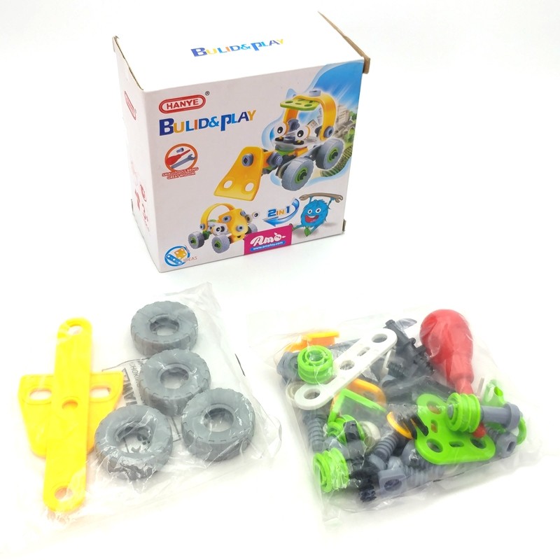 Đồ chơi phát triển kỹ năng Steam - Đồ chơi lắp ghép Build&amp;Play - lắp ghép mô hình xe nâng - cần cẩu - ô tô - xe máy - máy bay Toyshouse 7703 - 7721 - 7722 -7754