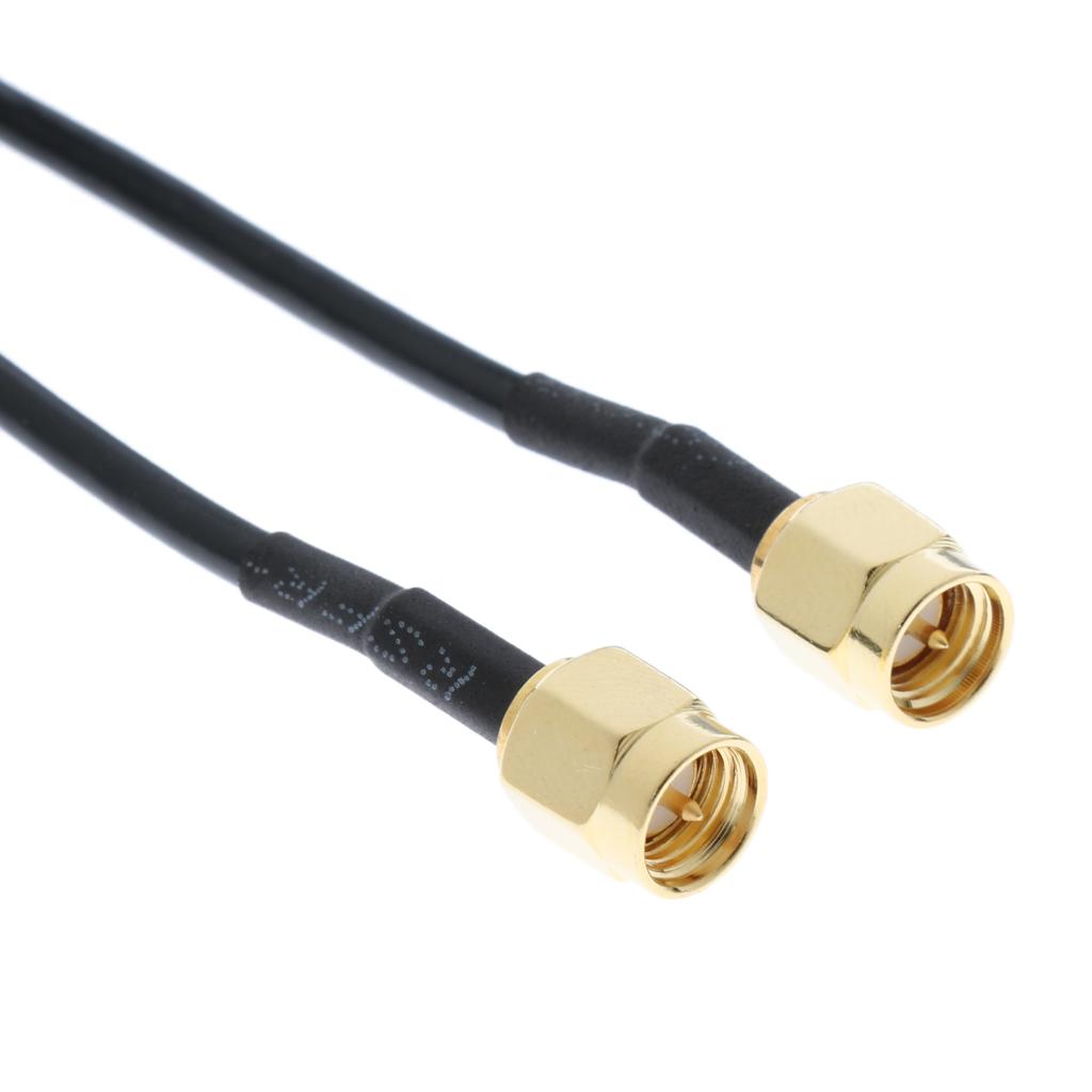Black RP-SMA Male to Male Coax Extension Cable Adapter for WiFi LAN WAN Router Antenna, 20Meter/65.6Feet