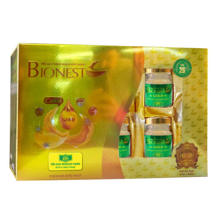 Yến sào Bionest Gold cao cấp 26% (hộp quà tặng 6 lọ)