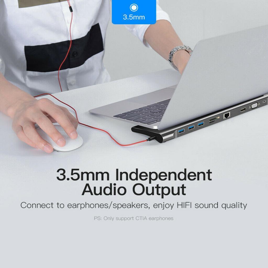 10 in 1 Type-C Hub To USB 3.0 RJ45 Adapter Docking Station