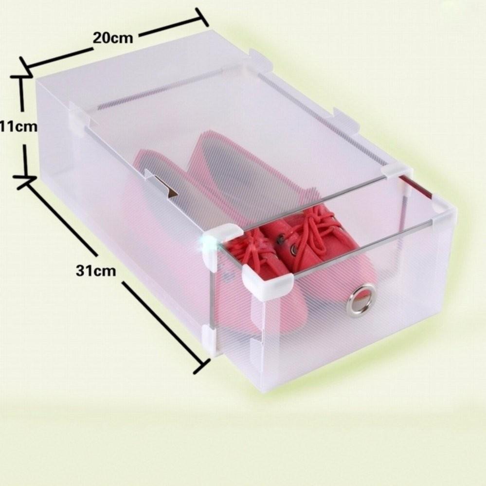 Bộ 2 hộp đựng giày trong suốt viền kim loại