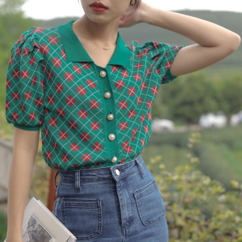 Hàng sẵn_ Áo len retro dáng ngắn phong cách thời trang
