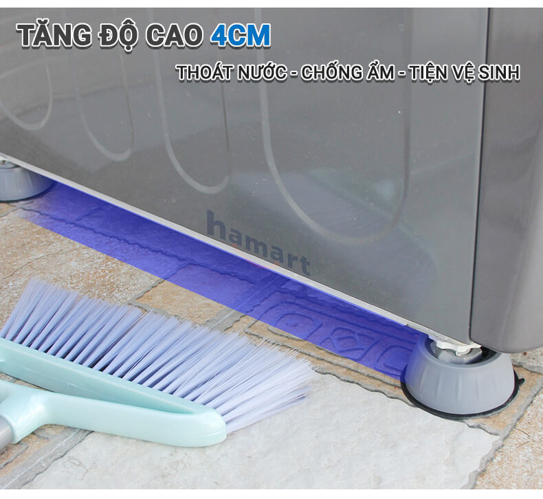 COMBO 4 Đệm Lót Chân Máy Giặt 10.5CM Cỡ Lớn Nâng Gầm Chống Rung Đế Kê Tủ Lạnh Nội Thất Đa Năng
