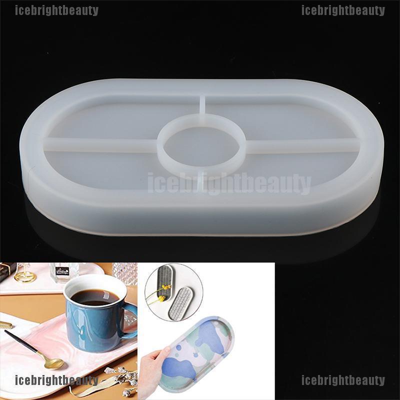 ICEB Concrete Oval Mold Ashtray Coaster Square Flexible Silicone Tray Mold Epoxy