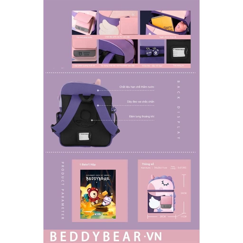 Balo Trẻ em từ 5 tuổi Beddybear Cute Bag 2.0 Phù hợp cho bé trai gái học Mẫu giáo chuẩn bị vào lớp 1 .Thiết kế chống gù, Chất liệu da PU hạn chế thấm nước