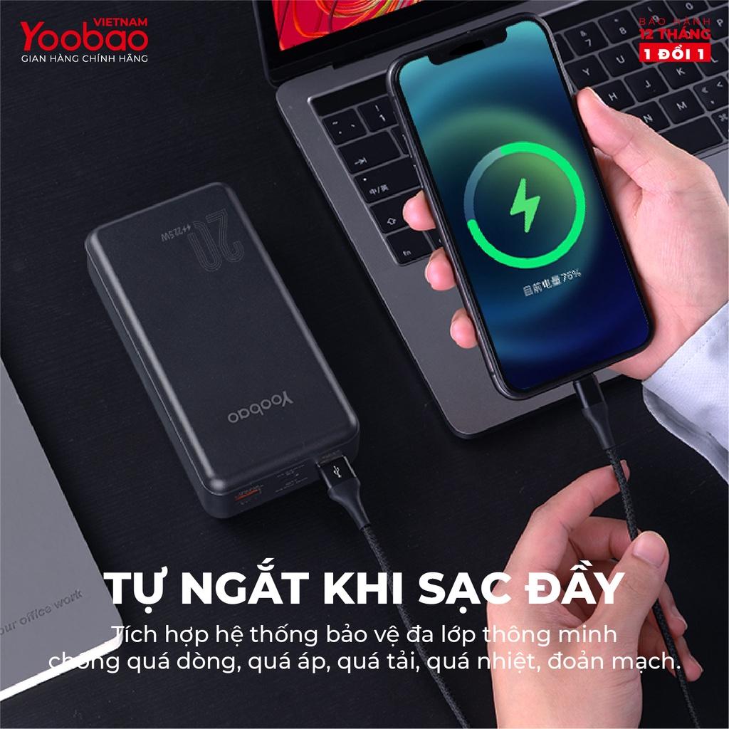 Pin sạc dự phòng 20000mAh D20Q Yoobao PD 20 Sạc nhanh công suất 22,5W- Dùng cho Iphone 11,12, Huawei - Hàng chính hãng