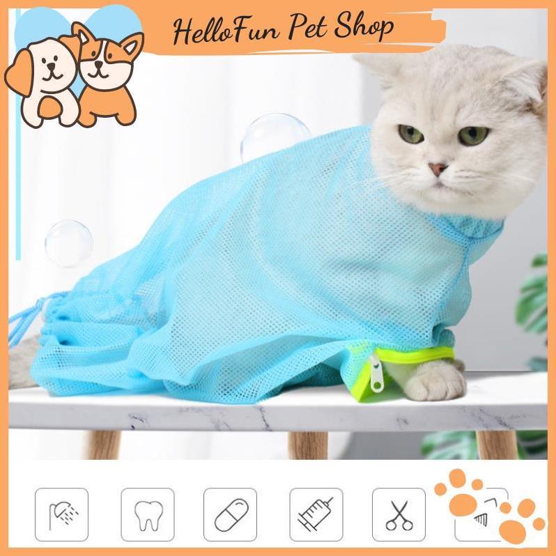 Túi lưới đa năng cho chó mèo - Túi tắm cho mèo, hỗ trợ cắt móng