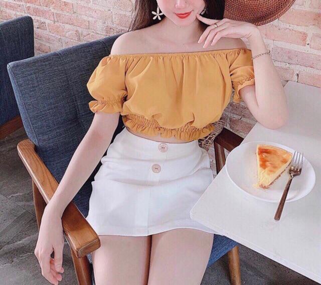 Sét Áo Vàng Và Chân Váy Trắng