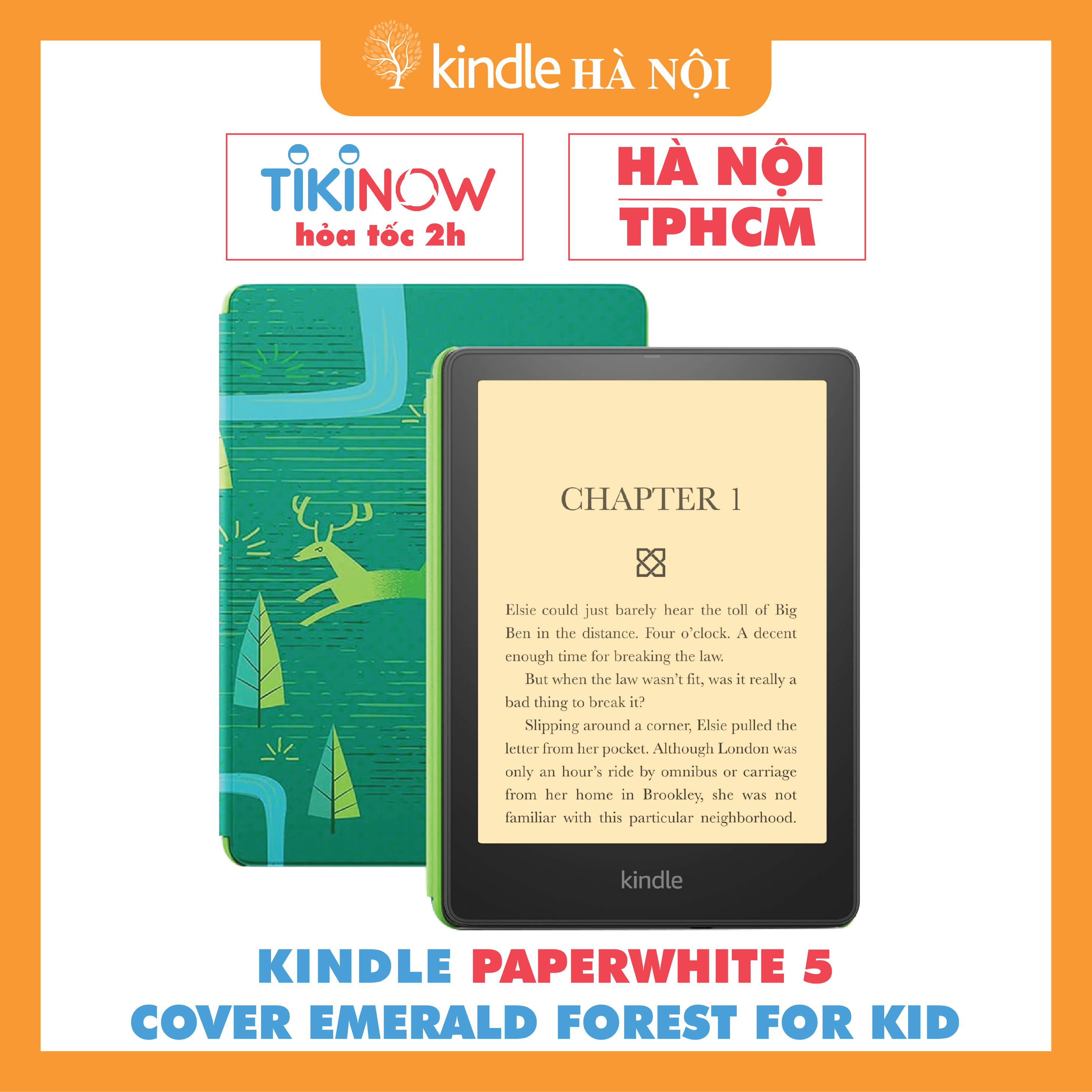 Combo Máy Đọc Sách Kindle Paperwhite 5 11Th Gen Tặng Kèm Bao Da Cover - Hàng Nhập Khẩu - Emerald Forest Kids - 16Gb Hỏa Tốc 2H