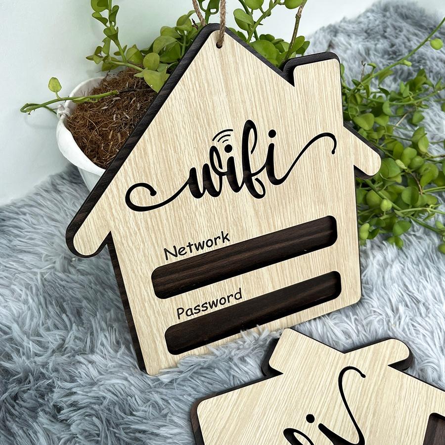 Bảng ghi mật khẩu wifi bằng gỗ trang trí decor phong cách mới lạ cho quán, homestay, nhà hàng