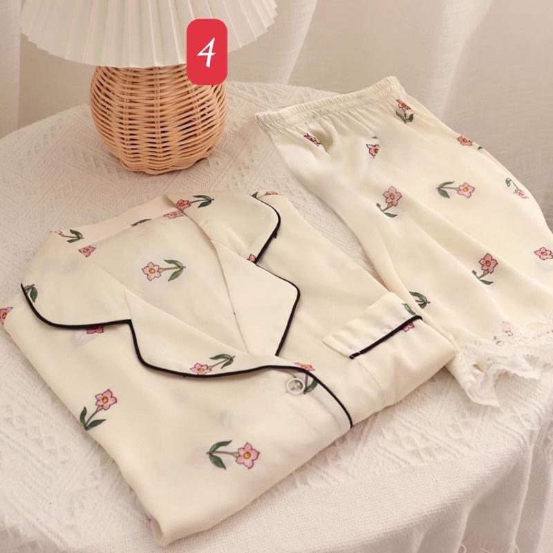 Bộ pijama lụa mùa hè bộ mặc nhà tay ngắn quần đùi chất mát, phong cách Hàn quốc hoạ tiết dễ thương, big size nhiều hình