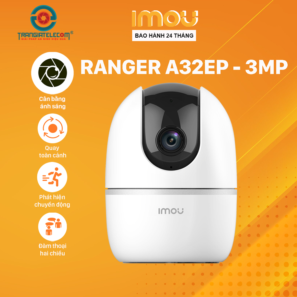 Camera IP Wifi 2MP IMOU A32EP 3MP Trong Nhà Xoay 360 Độ, Đàm Thoại Hai Chiều - Hàng chính hãng