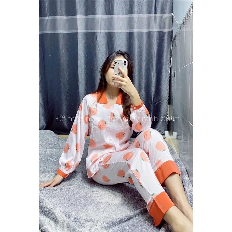 Đồ Mặc Nhà, Đồ Ngủ - TỔNG HỢP Những Mẫu Pijama Dài Tay Lụa LATIN Có Túi Xẻ Sâu