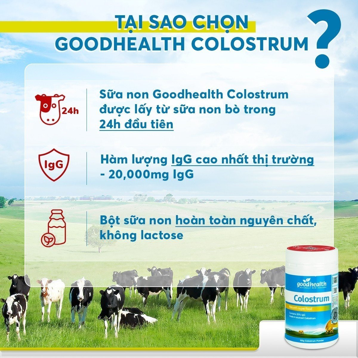Combo 2 hộp Sữa non Goodhealth Colostrum 100%