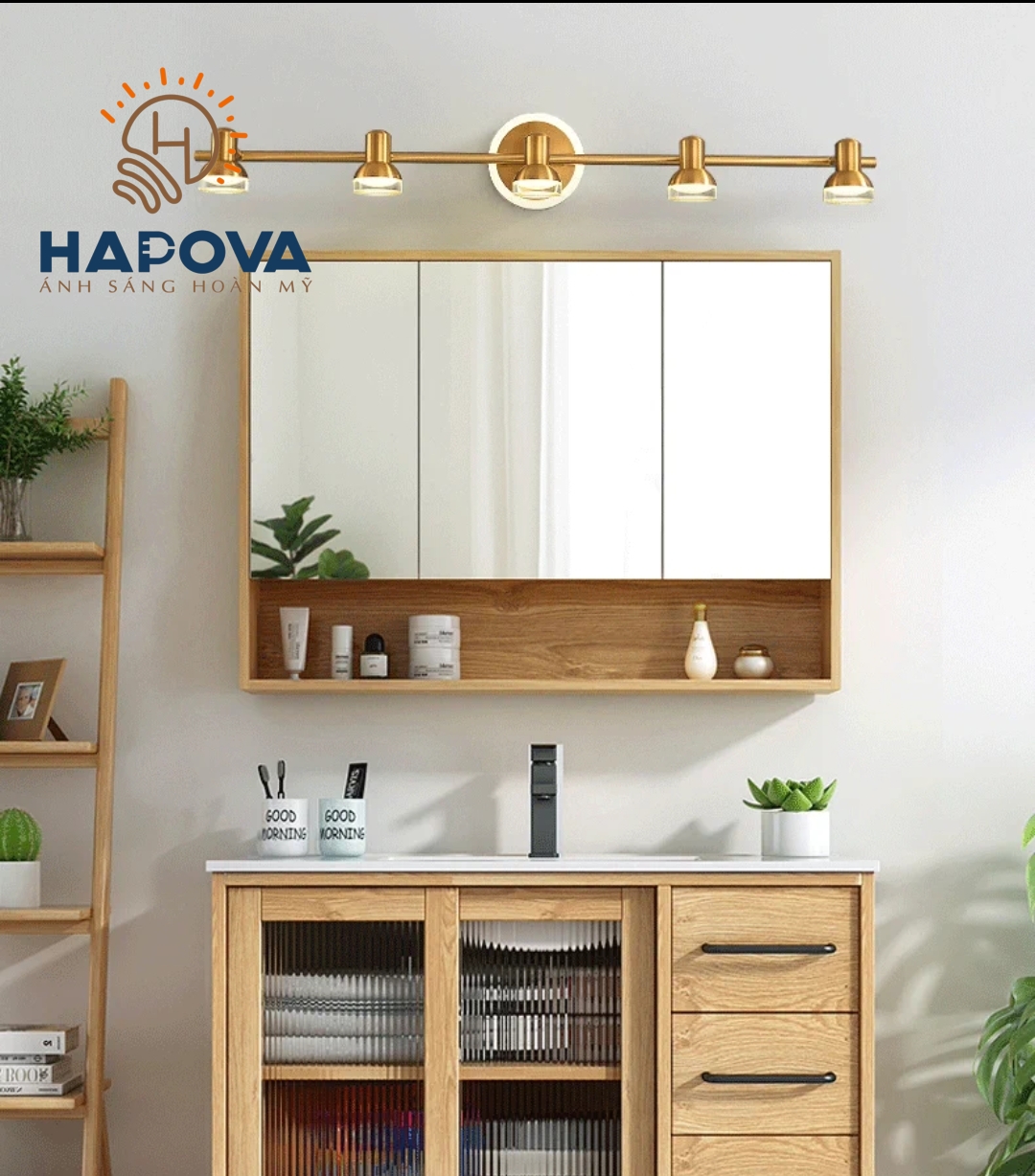 Đèn soi tranh, đèn chiếu tranh 3 quả mạ vàng HAPOVA LAZI 7412/3
