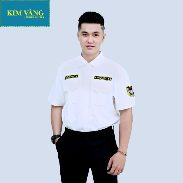 [KIM VÀNG] Áo bảo vệ nam nữ đồng phục an ninh tay ngắn chất liệu Kaki thun thoáng mát- Màu trắng mẫu 01