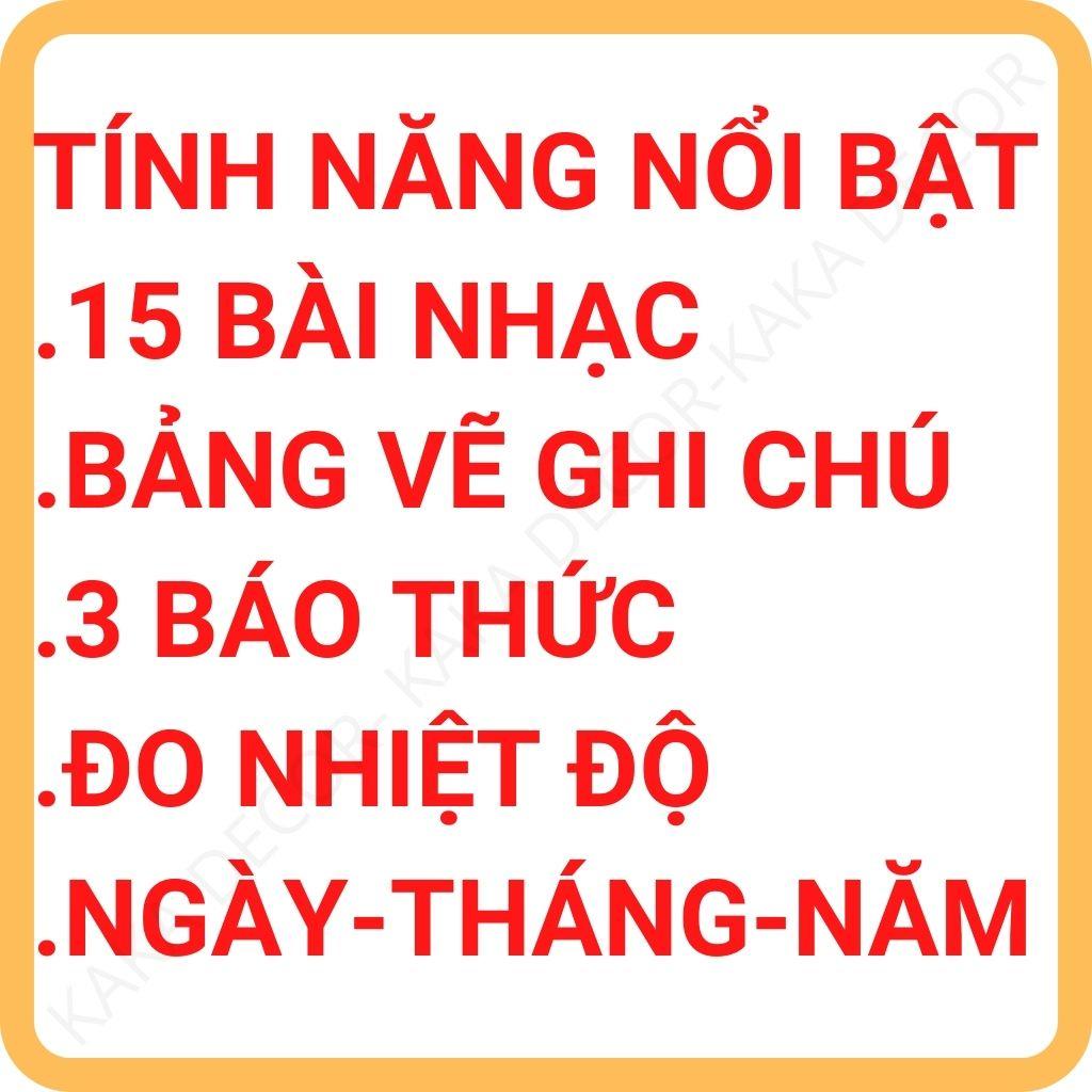 Đồng hồ để bàn, đồng hồ báo thức led đo nhiệt độ có bảng vẽ hình ghi chú sang trọng