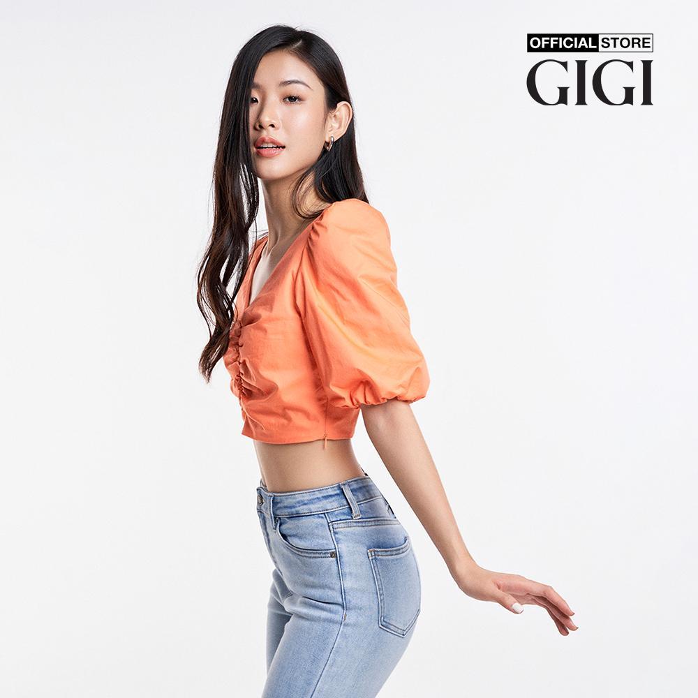 GIGI - Áo croptop nữ cổ V tay ngắn trẻ trung G1110T232203