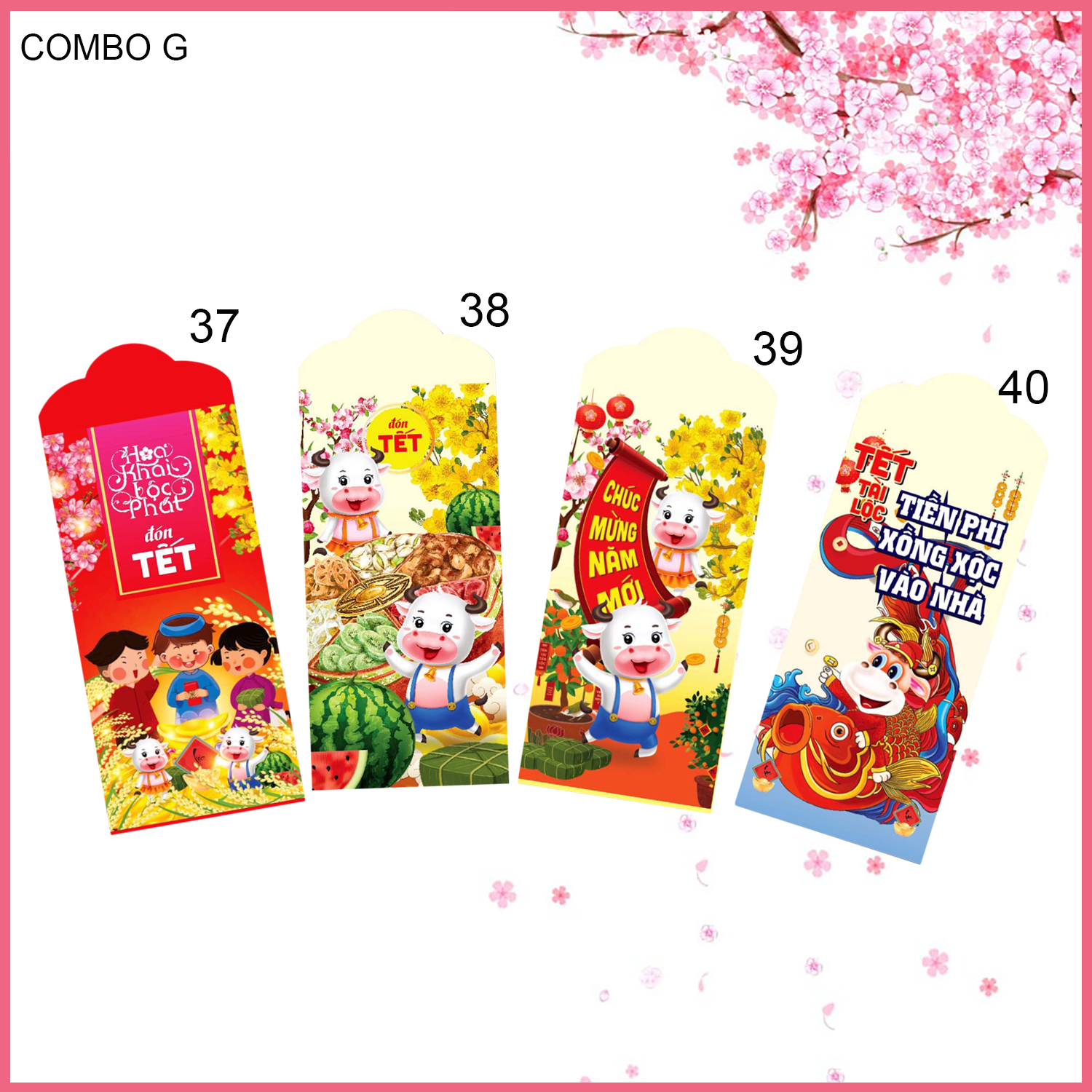 GIFT - Xấp 10 Bao Lì Xì - Chúc Năm Mới Tết Tân Sửu 2021 Trọn Vẹn Yêu Thương, Phát Tài Phát Lộc, Sức Khỏe Dồi Dào, Vạn Sự Bình An (Mẫu ngẫu nhiên)