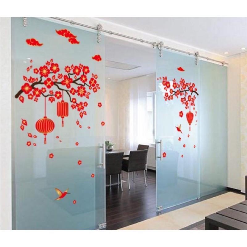 Decal trang trí tường - Mai Đỏ Đón xuân
