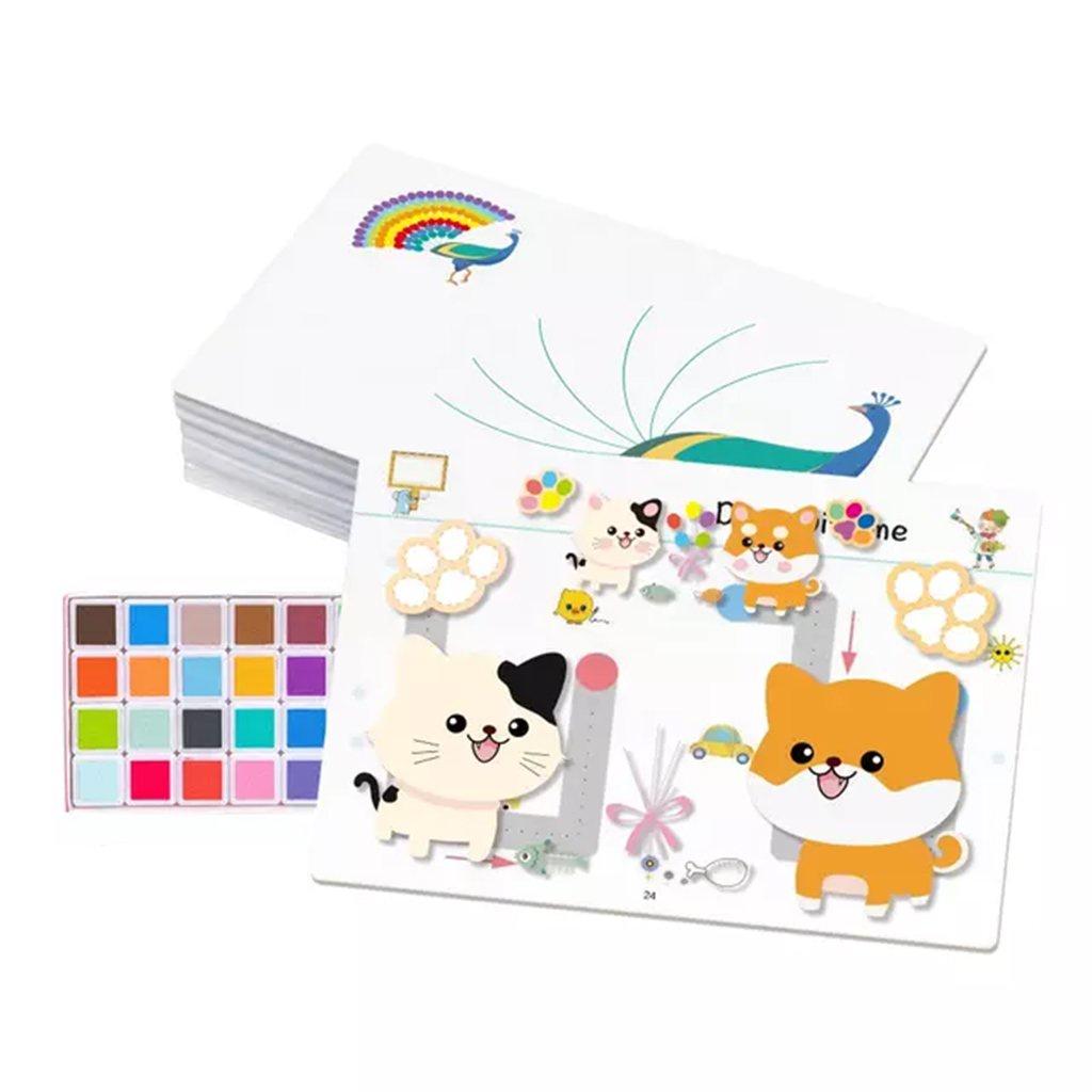 COMBO Mực in bàn tay/vân tay + sổ vẽ vân tay Washable Paint Pad + Finger Painting Book