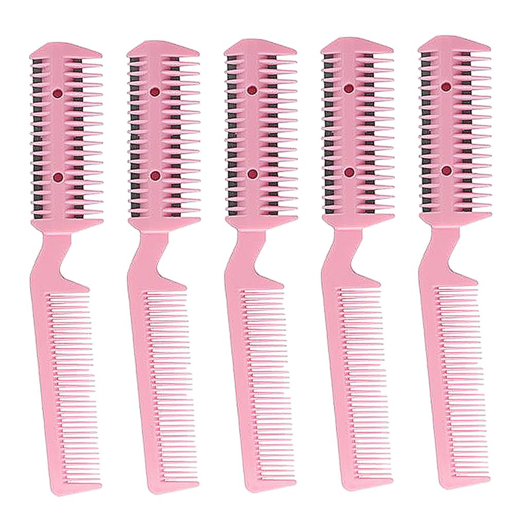5x Razor Comb Hair Cutter Comb Double Edge Razor Hair Thinning Comb Pink