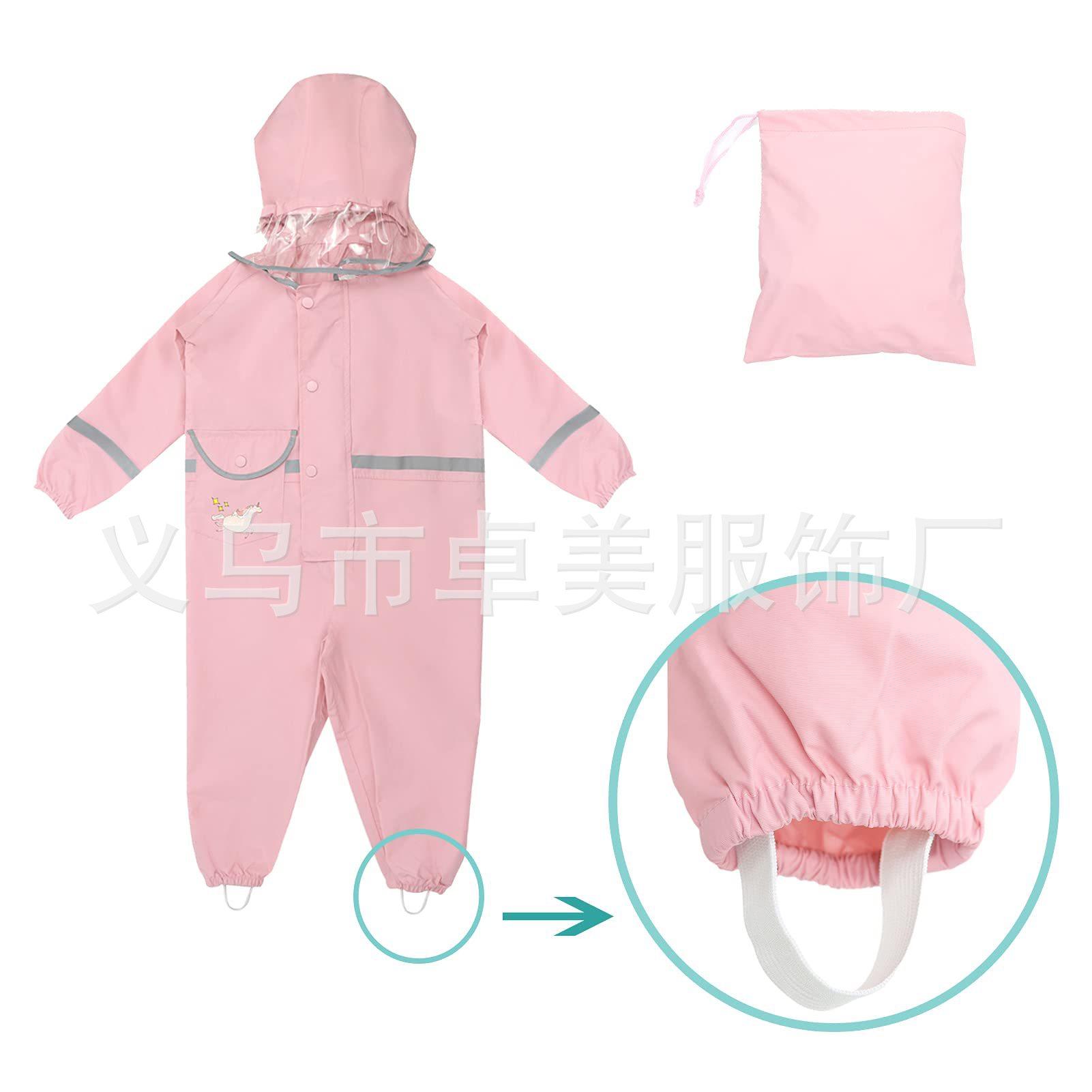 Áo mưa một mảnh dành cho trẻ em theo phong cách mới nhất được in nhẹ, áo mưa có mũ trùm đầu, áo mưa một mảnh bảo vệ chống thấm nước cho trẻ em