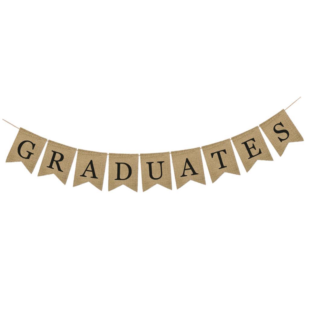 Burlap Grad Banner Decoration Sign 2019 Graduation Party Supplies