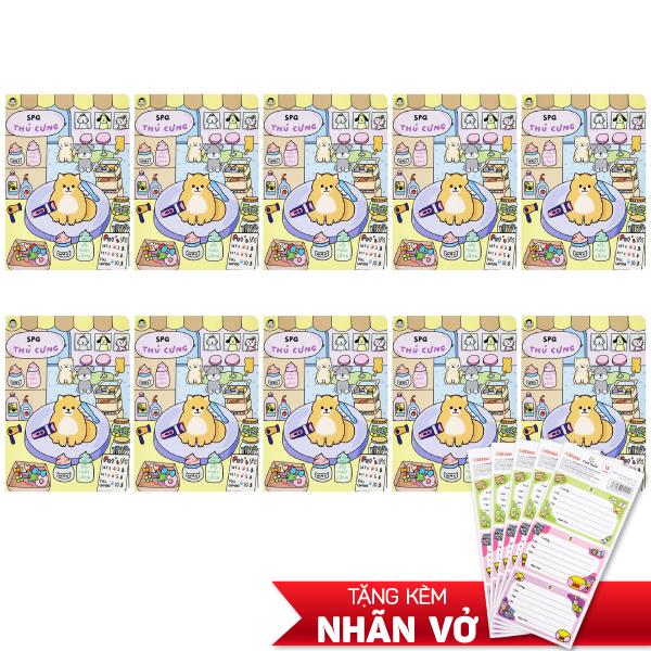 Combo 10 Tập Học Sinh Cô Tiên Xanh Chống Lóa - Miền Bắc - 4 Ô Ly - 48 Trang 100gsm - Spa Thú Cưng - Tặng Kèm Nhãn Vở Cô Tiên Xanh