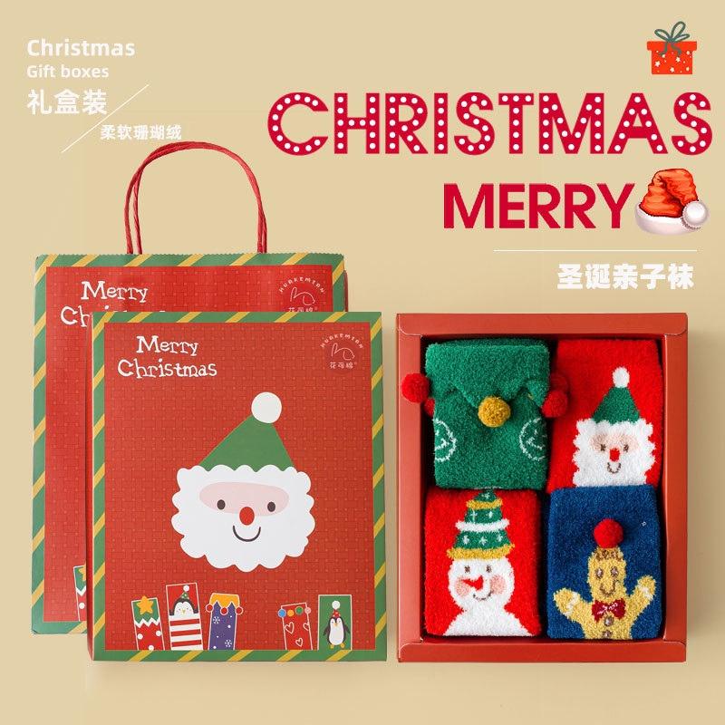 Set Tất Chân Gia Đình Noel Cao Cấp 4 Đôi Mixi Kids TAT0014B