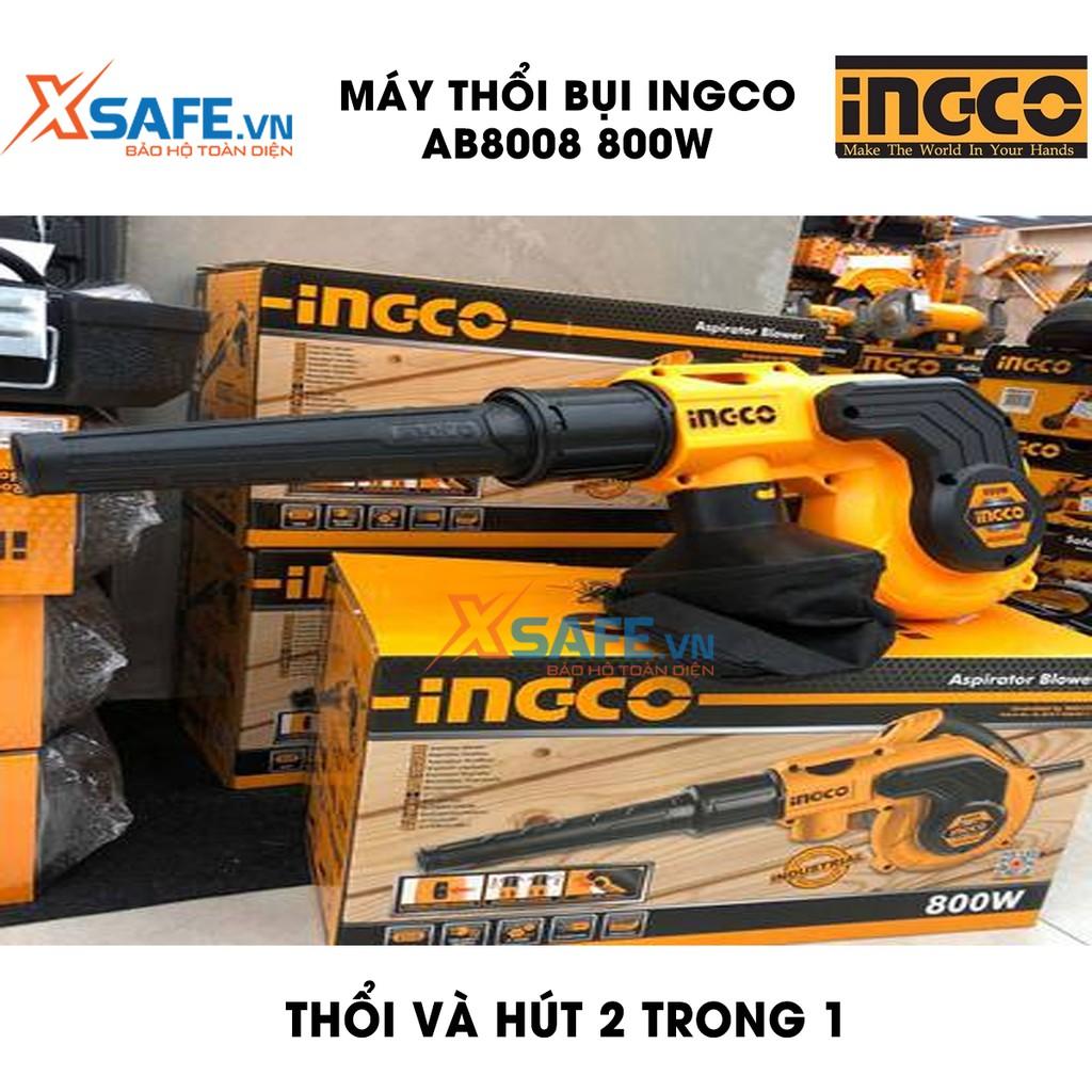 Máy hút, thổi bụi INGCO AB8008 công suất 800W Tặng kèm túi đựng bụi, ống hút và 2 ống hút bụi - Hút thổi bụi 2 trong 1