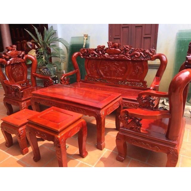 Bàn ghế Nghê Đỉnh gỗ Xà Cừ