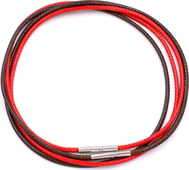 Combo 2 dây vòng cổ cao su nâu, đỏ móc inox DCSNO1 - Dây dù bọc cao su