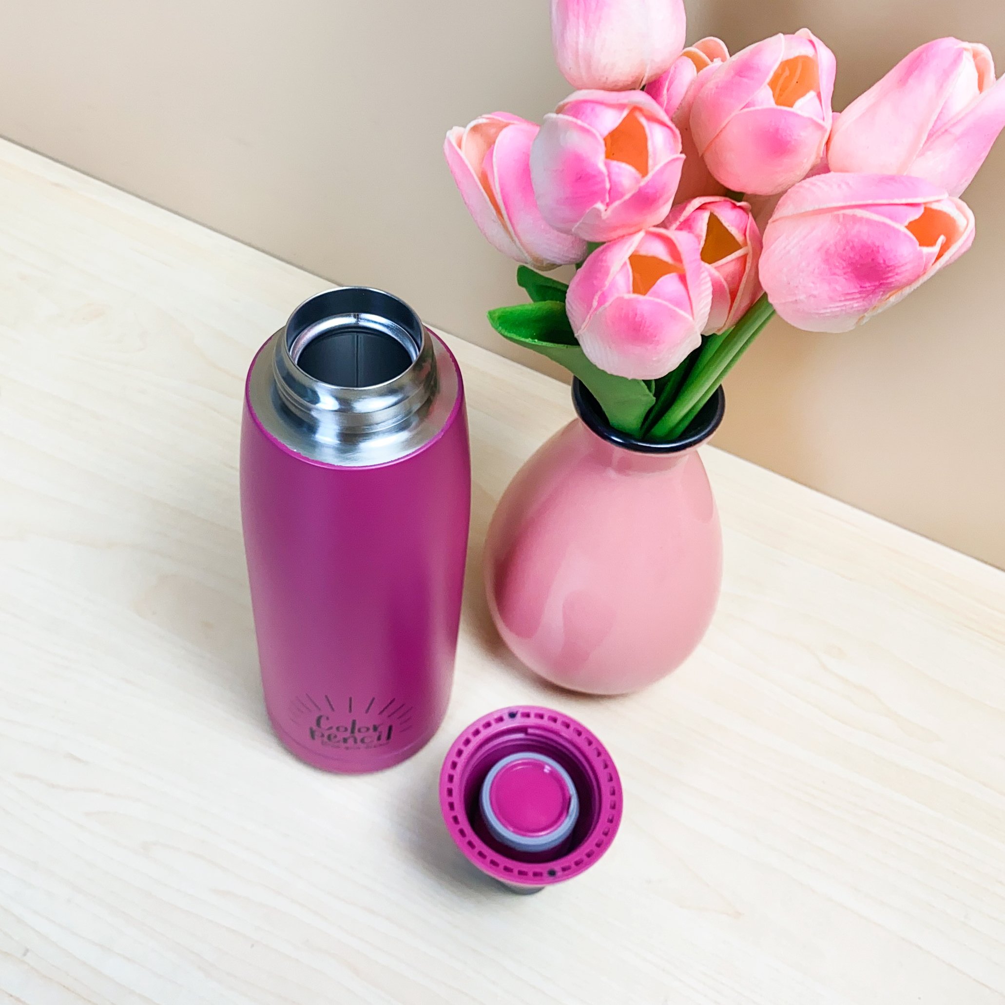 Bình giữ nhiệt kiểu dáng hình cây bút chì 450ml, bình nước giữ nhiệt văn phòng