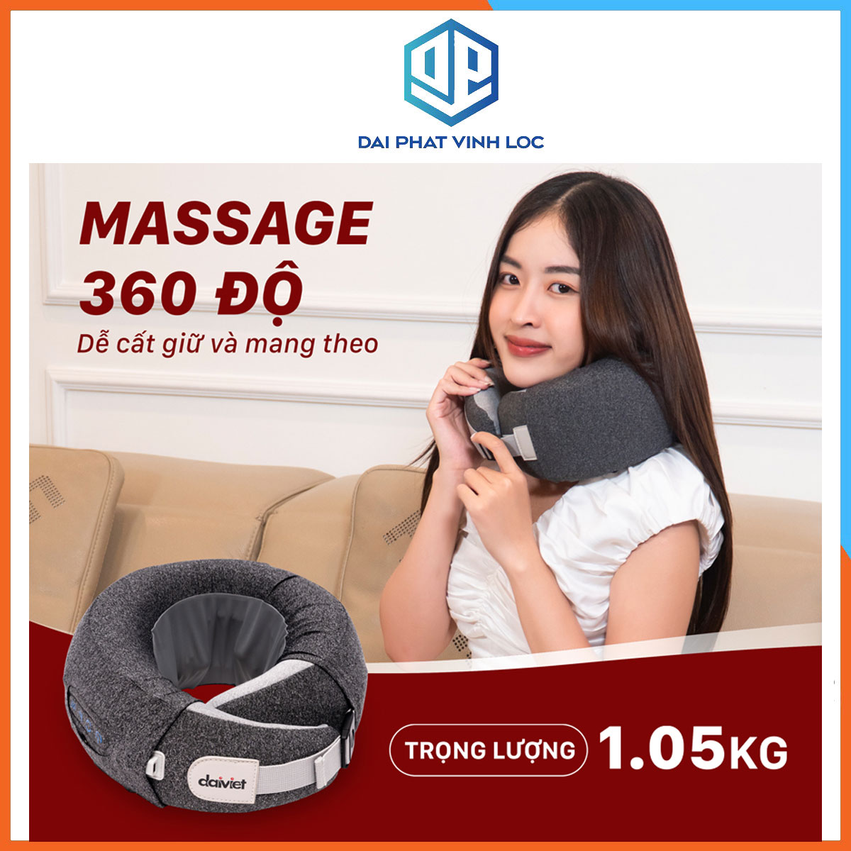 Máy massage cổ Đại Việt DVMG-00001 Hỗ Trợ Giảm Đau Vùng Cổ Vai Gáy - Pin Khủng - Bảo Hành 12 Tháng