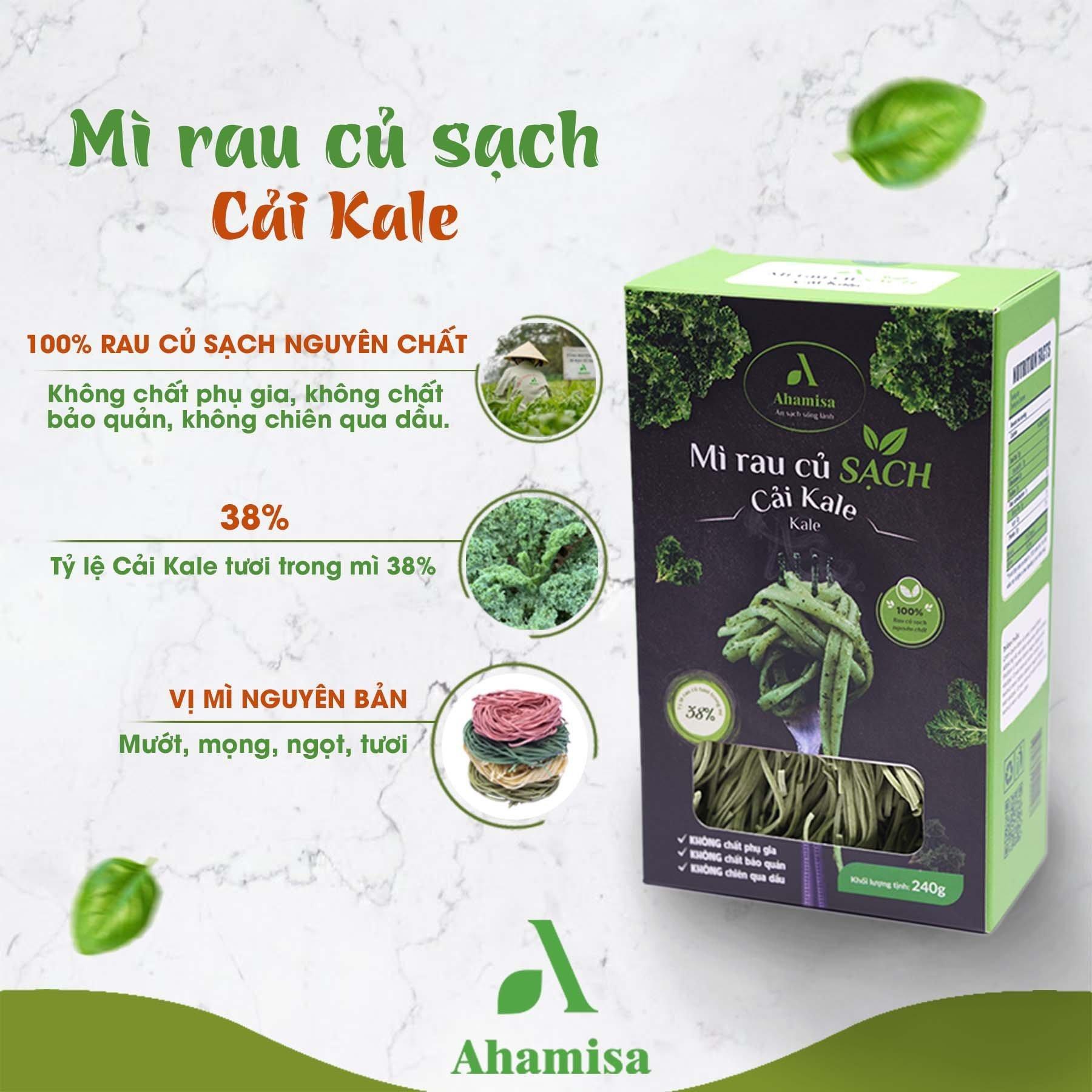 Mì Rau Củ Sạch thương hiệu Ahamisa Cải Kale 240gram.