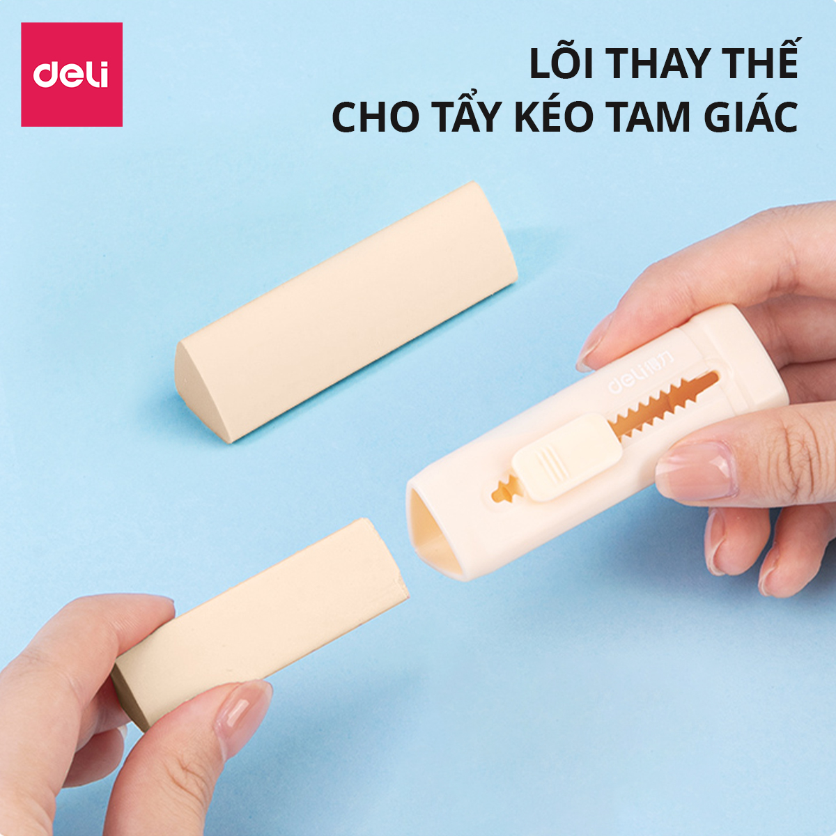 Gôm Tẩy Chì Tam Giác Dạng Kéo Màu Pastel Deli - Không Dính Tay, Không Bụi Bẩn Tiện Dụng Cho Học Sinh - Màu Ngẫu Nhiên